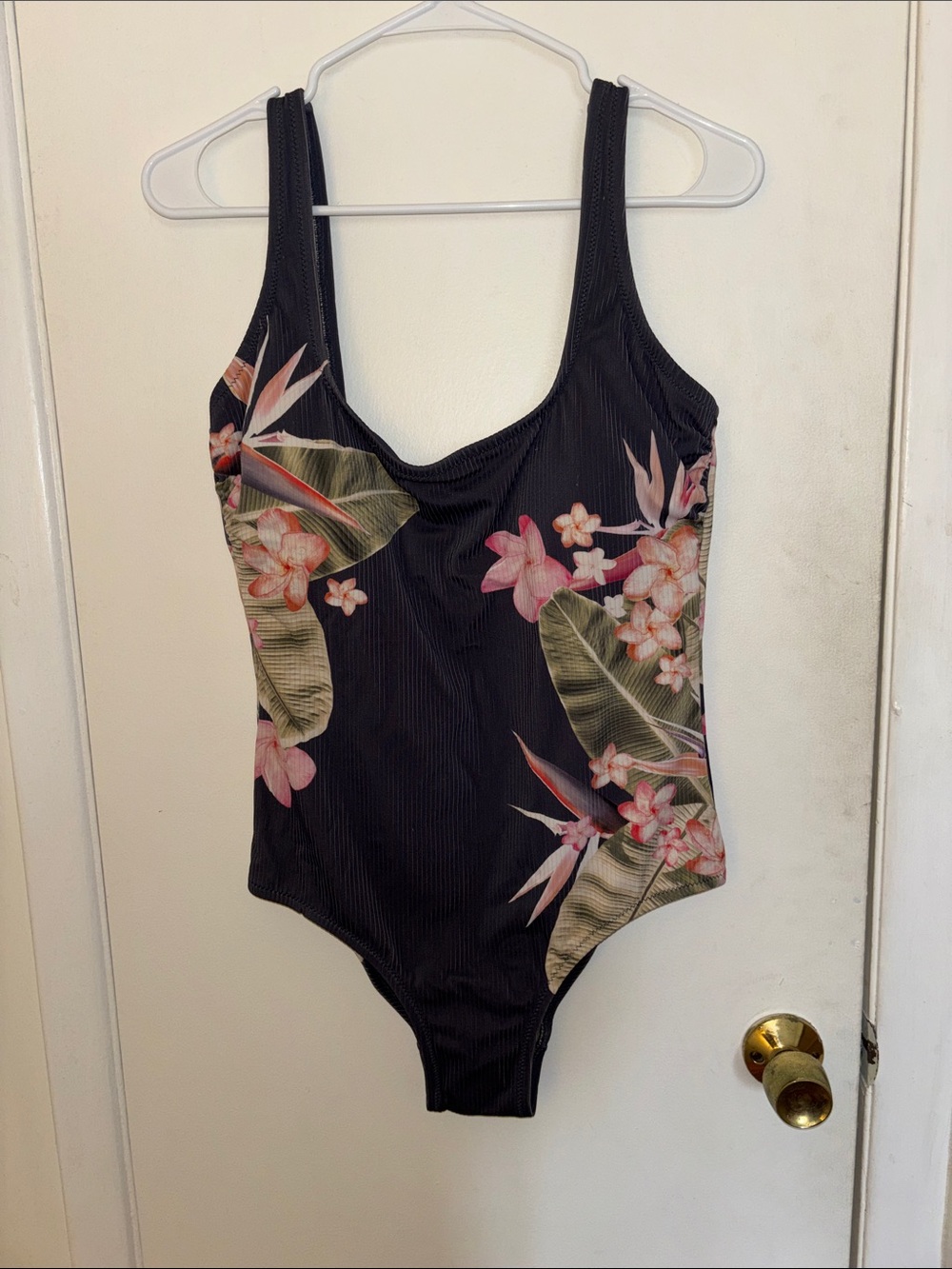 Women’s Large Black Floral One-Piece Swimsuit